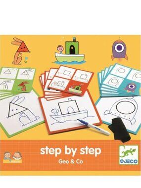 New Sealed Djeco Step By Step To Draw- Geo & Co